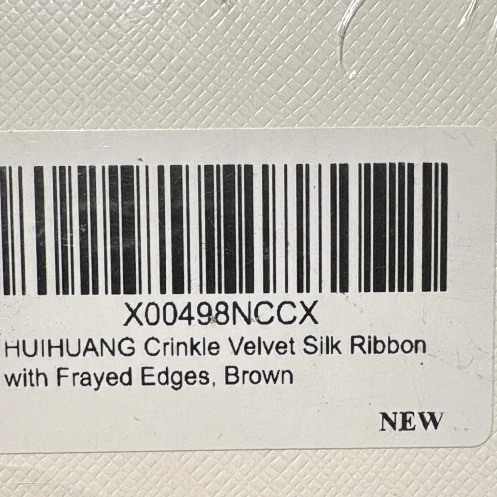 Crinkle Velvet Silk Ribbon with Frayed Edges, Brown